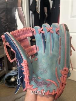 Baby Pink And Baby Blue Rawlings Heart Of The Hide 11 1/2 Inch Glove Broken In