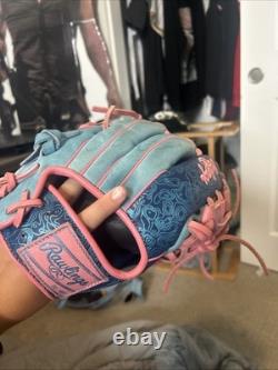 Baby Pink And Baby Blue Rawlings Heart Of The Hide 11 1/2 Inch Glove Broken In