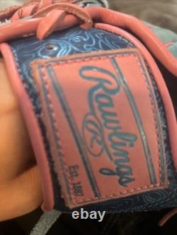 Baby Pink And Baby Blue Rawlings Heart Of The Hide 11 1/2 Inch Glove Broken In