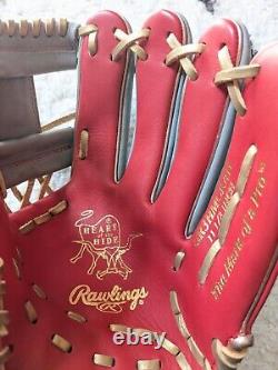 NEW Rawlings 11.5 inch Heart of The Hide HOH RHT Infield Baseball Glove Gray Red
