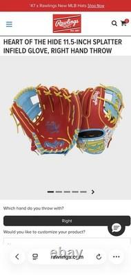 NWT Rawlings Heart Of The Hide 11.5in Splatter Infield Glove RHT. MSRP $329.99