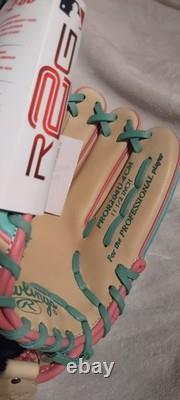 Rawlings 11.5 RHT Heart Of Hide R2G Baseball Glove Gold/Teal/Pink Trapeze Web
