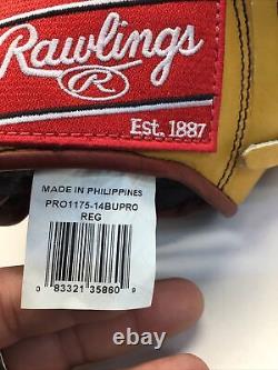 Rawlings Heart Of The Hide (hoh) Pro Issue Pro1175-14gbbpro Glove 11.75 Left