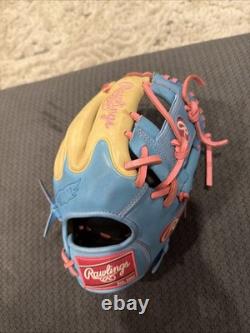 Rawlings Heart of Hide Tan, Blue, Pink 11.5 Infielders Glove RH Throw
