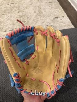Rawlings Heart of Hide Tan, Blue, Pink 11.5 Infielders Glove RH Throw