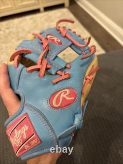 Rawlings Heart of Hide Tan, Blue, Pink 11.5 Infielders Glove RH Throw
