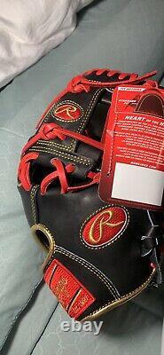 Rawlings Heart of The Hide Right Hand Throw Baseball Glove 11.75, Red/Black