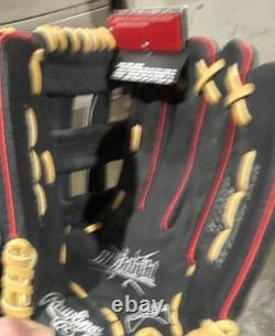 Rawlings Heart of the Hide 11.5 Leather Baseball Glove Black Tan Red 5 Finger