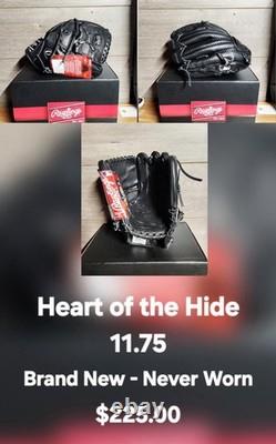 Rawlings Heart of the Hide 11.75 Black Leather Baseball Glove 5 Finger Unisex