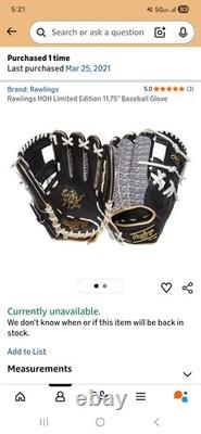 Rawlings Heart of the Hide 11.75 LIMITED EDITION Baseball Glove right hand throw