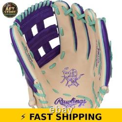 Rawlings Heart of the Hide 12.75 Baseball Glove RHT Camel/Purple/Mint