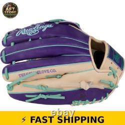 Rawlings Heart of the Hide 12.75 Baseball Glove RHT Camel/Purple/Mint