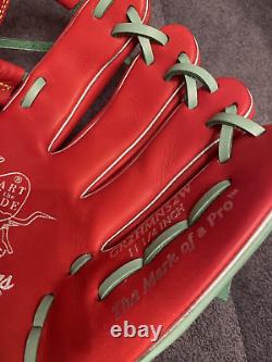 Rawlings Heart of the Hide Base Ball Infield Glove Color Sync Mint Scarlet 11.25