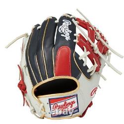 Rawlings Heart of the Hide Base Ball Infield Glove Navy / Scarlet 11.5 HOH RHT