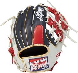 Rawlings Heart of the Hide Base Ball Infield Glove Navy / Scarlet 11.5 HOH RHT