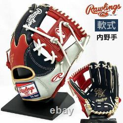 Rawlings Heart of the Hide Base Ball Infield Glove Navy Scarlet 11.5 HOH RHT NEW