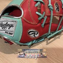 Rawlings Heart of the Hide Base Ball Infield Glove Sync Mint Scarlet 11.25