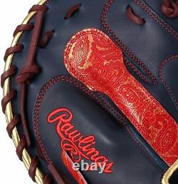 Rawlings Heart of the Hide Catcher Glove PAISLEY REVIVAL Navy / Red 33 HOH Mitt