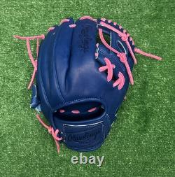 Rawlings Heart of the Hide Custom 11.5 Infield Baseball Glove Blue Pink