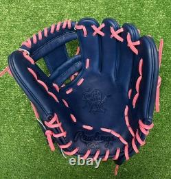 Rawlings Heart of the Hide Custom 11.5 Infield Baseball Glove Blue Pink