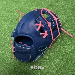 Rawlings Heart of the Hide Custom 11.5 Infield Baseball Glove Blue Pink