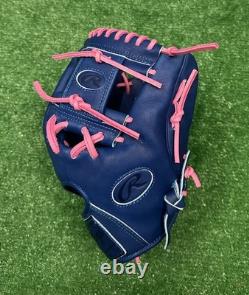 Rawlings Heart of the Hide Custom 11.5 Infield Baseball Glove Blue Pink
