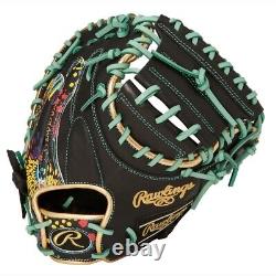 Rawlings Heart of the Hide Graphic Catcher Mitt Glove Speed Shell Black 33in HOH