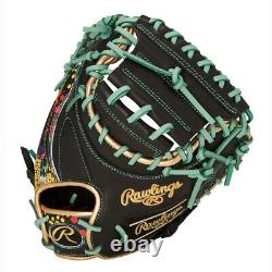 Rawlings Heart of the Hide Graphic Catcher Mitt Glove Speed Shell Black 33in HOH