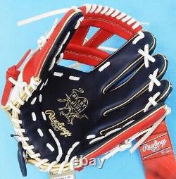 Rawlings Heart of the Hide MLB Color Sync Infielder Glove Navy Scarlet 11.5 HOH
