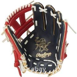 Rawlings Heart of the Hide Navy / Scarlet 11.5 Base Ball Infield Glove HOH RHT