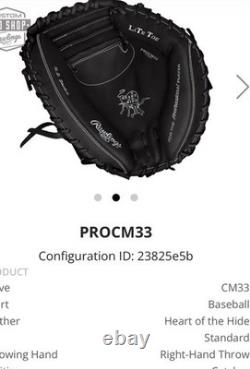 Rawlings Heart of the Hide PROCM33 33 Black Leather Catcher's Glove Padded Palm