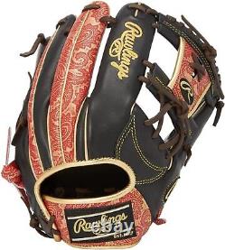 Rawlings Heart of the Hide Paisley Revival Infielder Glove Black Scarlet 11.5in