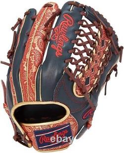 Rawlings Heart of the Hide Paisley Revival Outfielder Glove Navy Scarlet 13 HOH