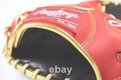 Rawlings Heart of the Hide Pancake Training Glove Baseball (B/SC)Black/Scarlet