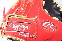 Rawlings Heart of the Hide Pancake Training Glove Baseball (B/SC)Black/Scarlet