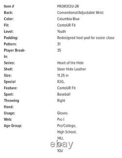 Rawlings Heart of the Hide R2G ContoUR Fit 11.25 Baseball Glove PROR312U-2R RHT