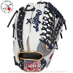 Rawlings Heart of the Hide USA Star & Stripes Outfielder Glove 12.5 Gray White