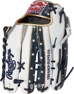 Rawlings Heart of the Hide USA Star & Stripes Outfielder Glove 12.5 Gray White