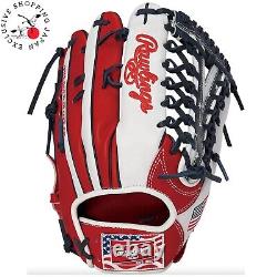 Rawlings Heart of the Hide USA Star & Stripes Outfielder Glove 12.5 Scarlet New