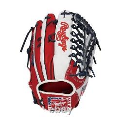 Rawlings Heart of the Hide USA Star & Stripes Outfielder Glove 12.5 Scarlet New