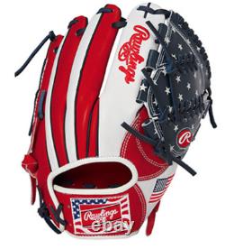 Rawlings Heart of the Hide USA Star and Stripes All Fielder Glove Scarlet 11.5