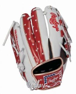 Rawlings Heart of the Hide USA Star and Stripes All Fielder Glove White 64 11.5