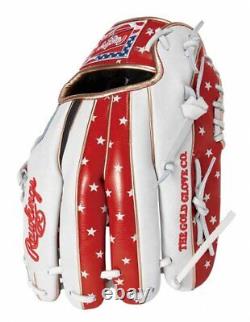 Rawlings Heart of the Hide USA Star and Stripes infielder Glove White 64 11.25