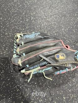 Rawlings Heart of the Hide size 11.75 black pink and light blue broken in