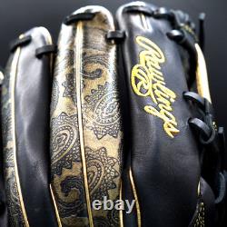 Rawlings JAPAN HOH Heart of the Hide 11.5 RHT Infielder Glove Black/Gold Paisley