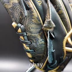 Rawlings JAPAN HOH Heart of the Hide 11.5 RHT Infielder Glove Black/Gold Paisley