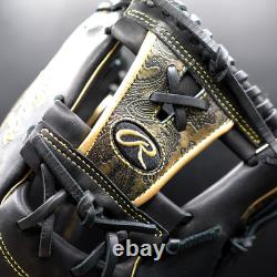 Rawlings JAPAN HOH Heart of the Hide 11.5 RHT Infielder Glove Black/Gold Paisley