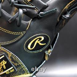 Rawlings JAPAN HOH Heart of the Hide 11.5 RHT Infielder Glove Black/Gold Paisley