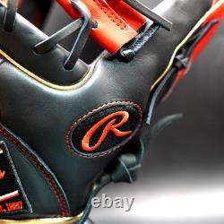 Rawlings Japan Glove HOH Heart of the Hide RHT LH 11.5 Infielder Black / Scarlet