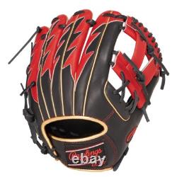 Rawlings Japan Glove HOH Heart of the Hide RHT LH 11.5 Infielder Black / Scarlet
